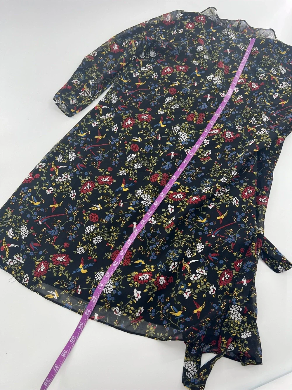 Madewell Hummingbird Floral True Wrap Dress Sheer Sleeve whimsical XS NWT